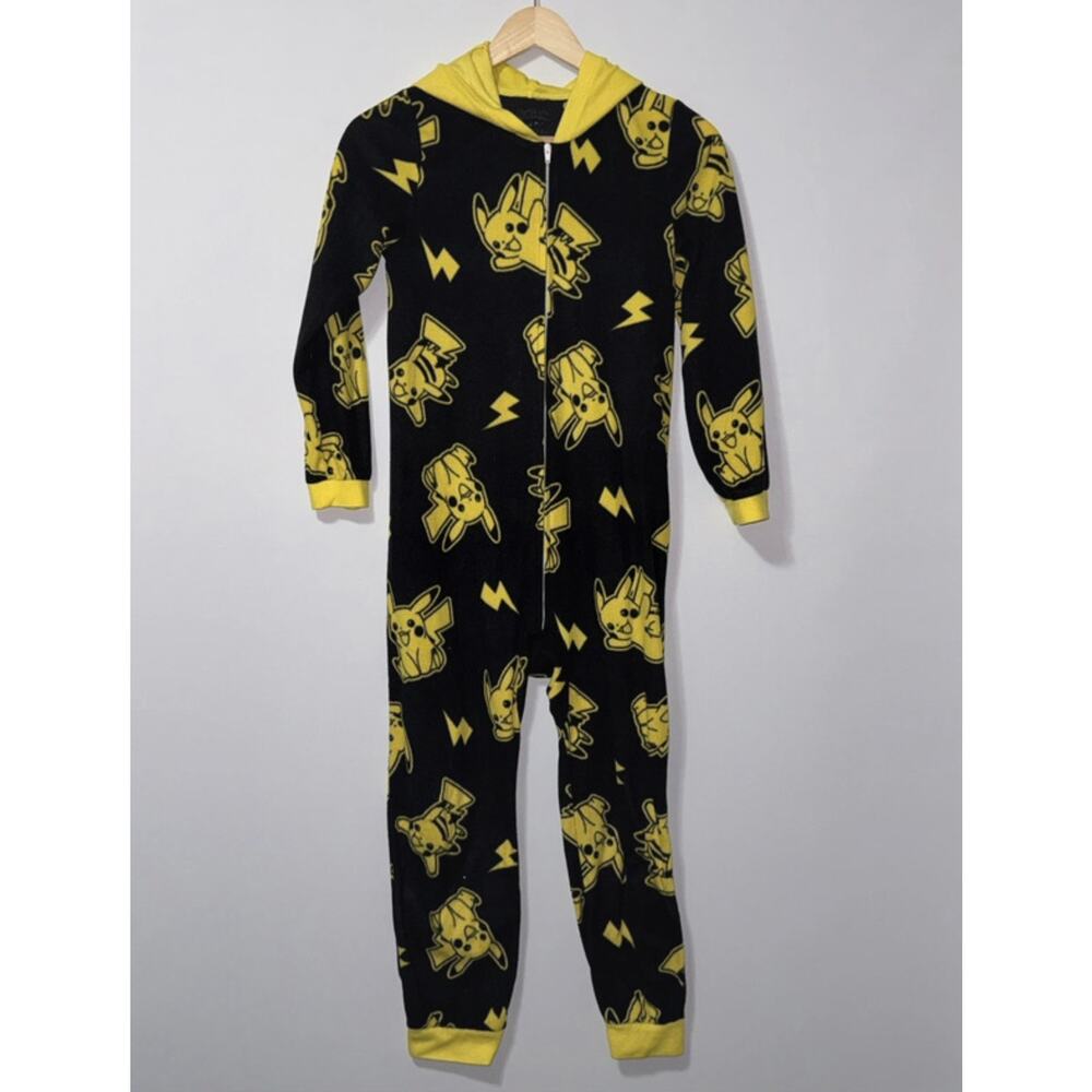 Pokemon Pikachu Hooded One Piece Pajamas Kids Large 12/14